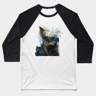 Cyber Yorkie Dog Punk Baseball T-Shirt